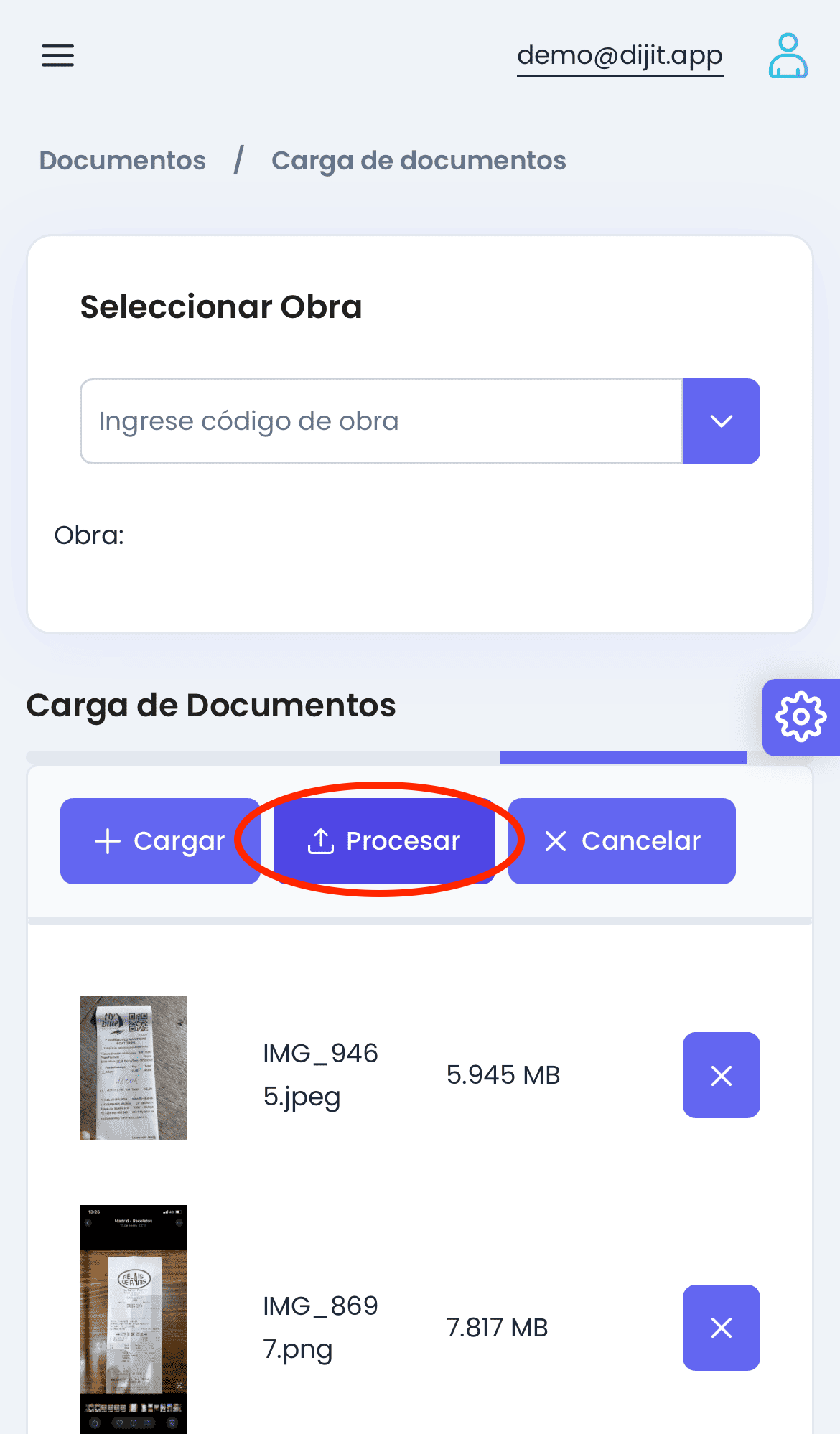 Documentos listos para procesar