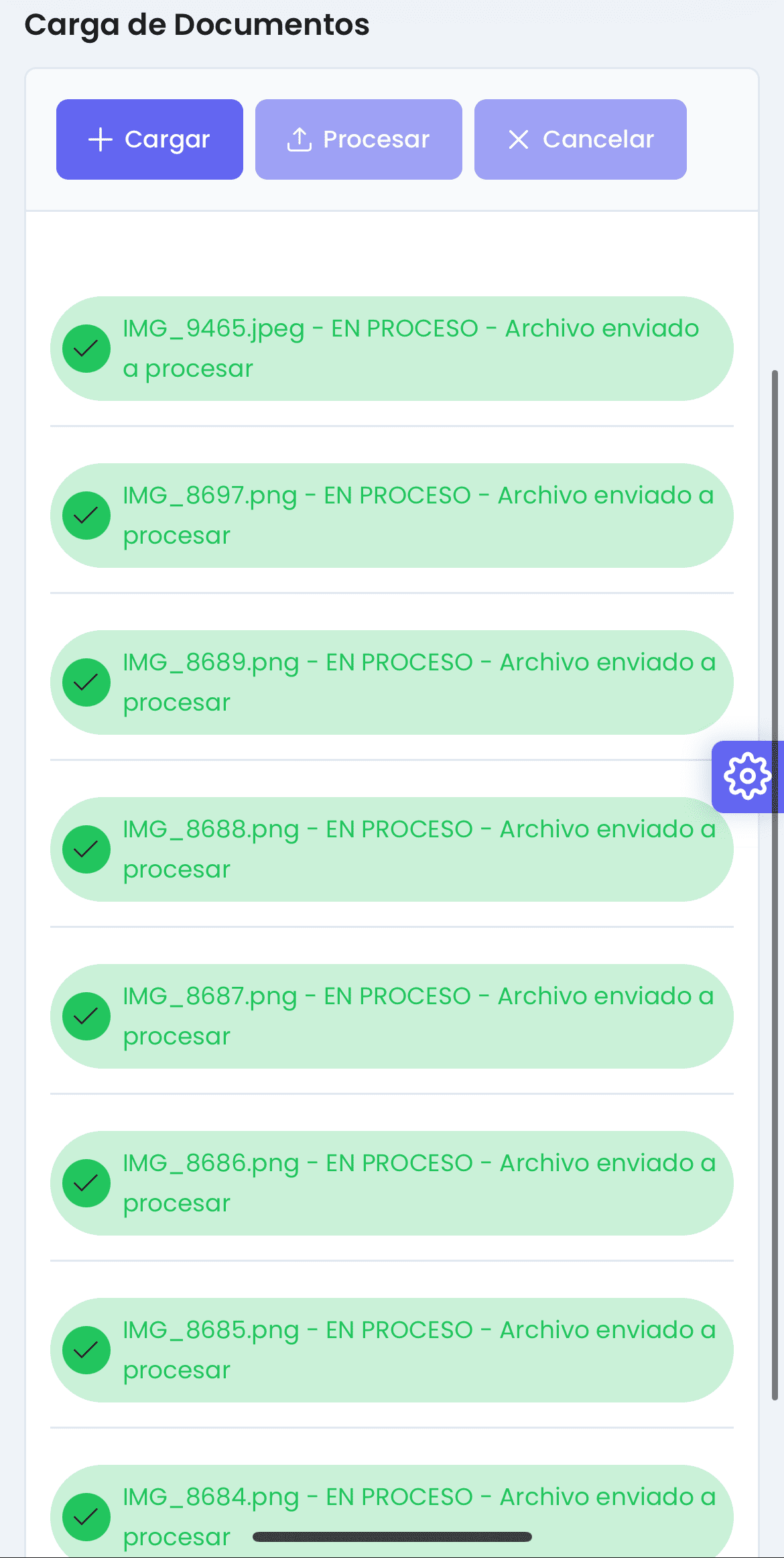 Procesamiento exitoso de documentos