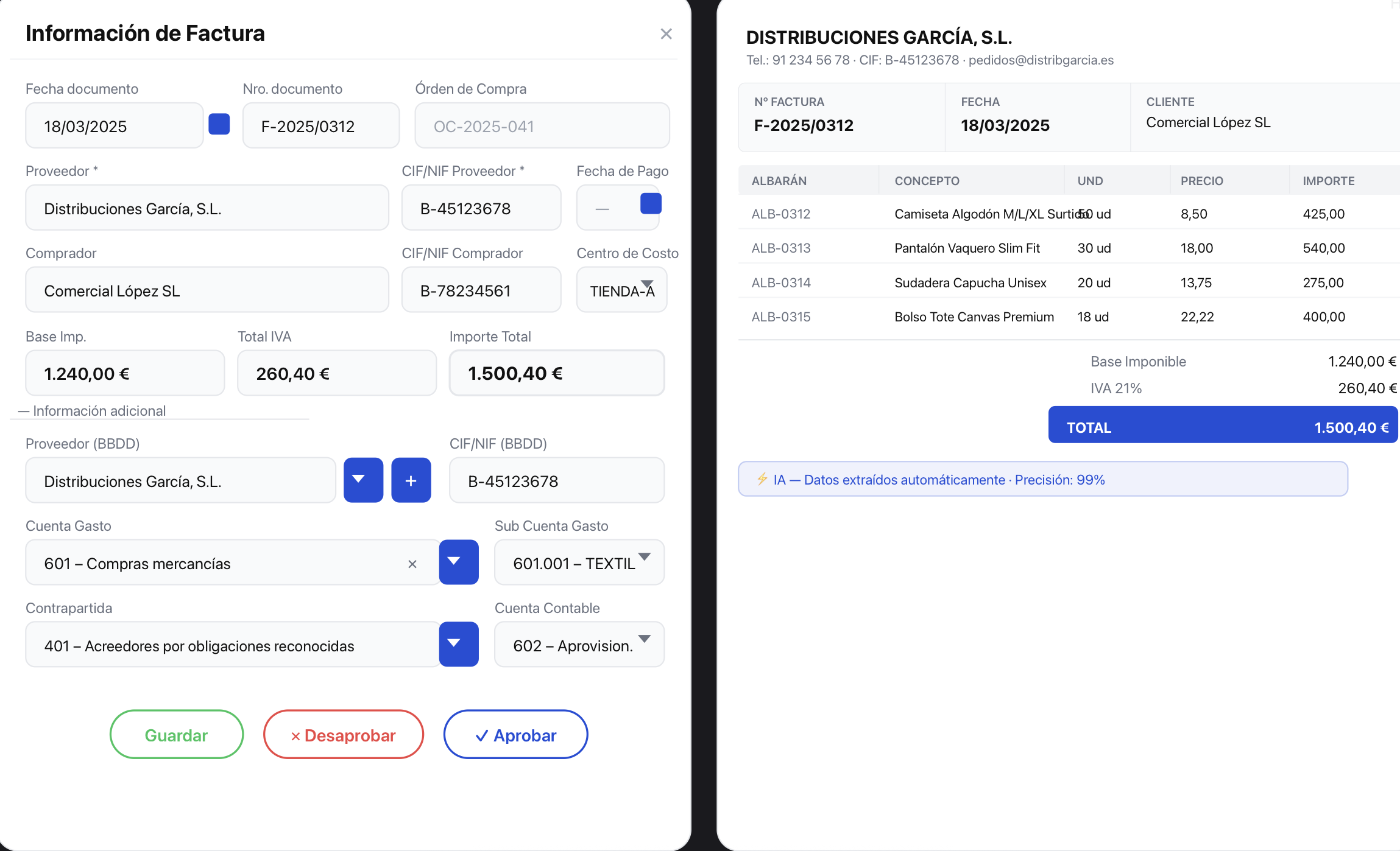Captura y procesamiento inteligente de facturas con IA y OCR